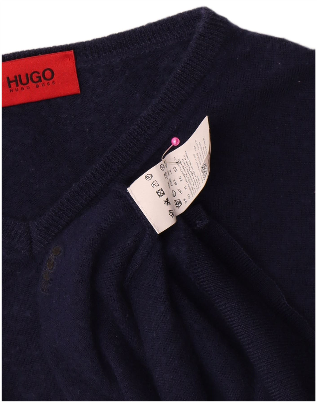 Hugo Boss Mens V-Neck Jumper Sweater XL Navy Blue Wool