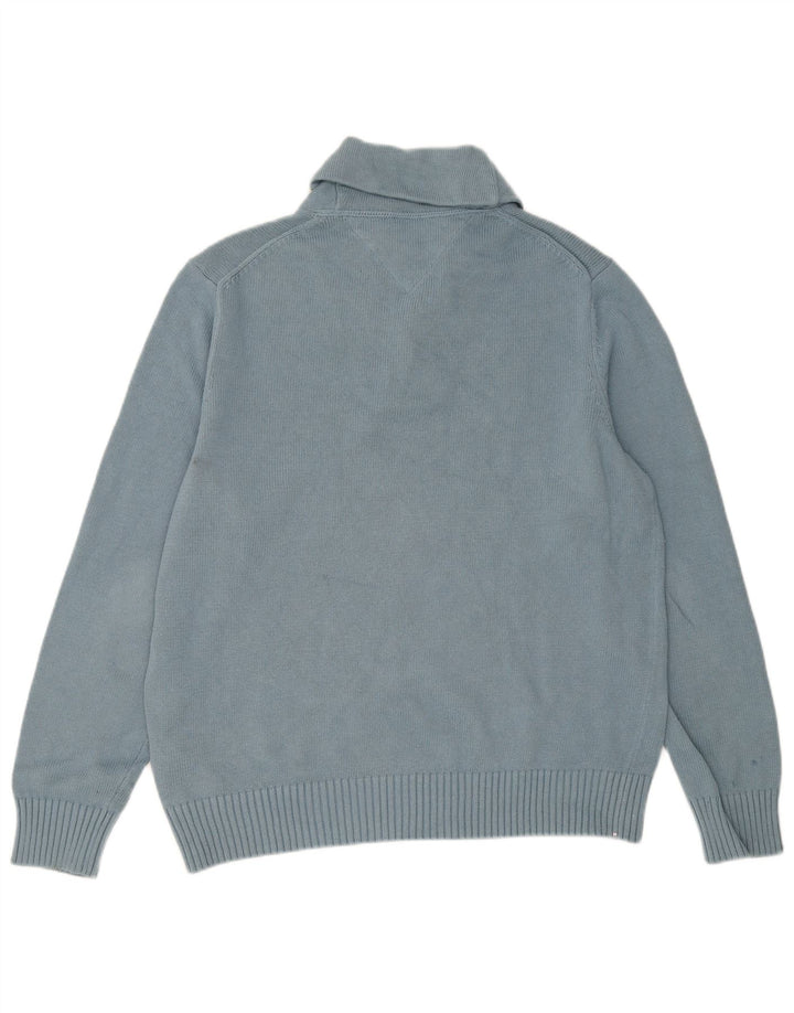 Suéter masculino TOMMY HILFIGER com gola xale e algodão azul grande