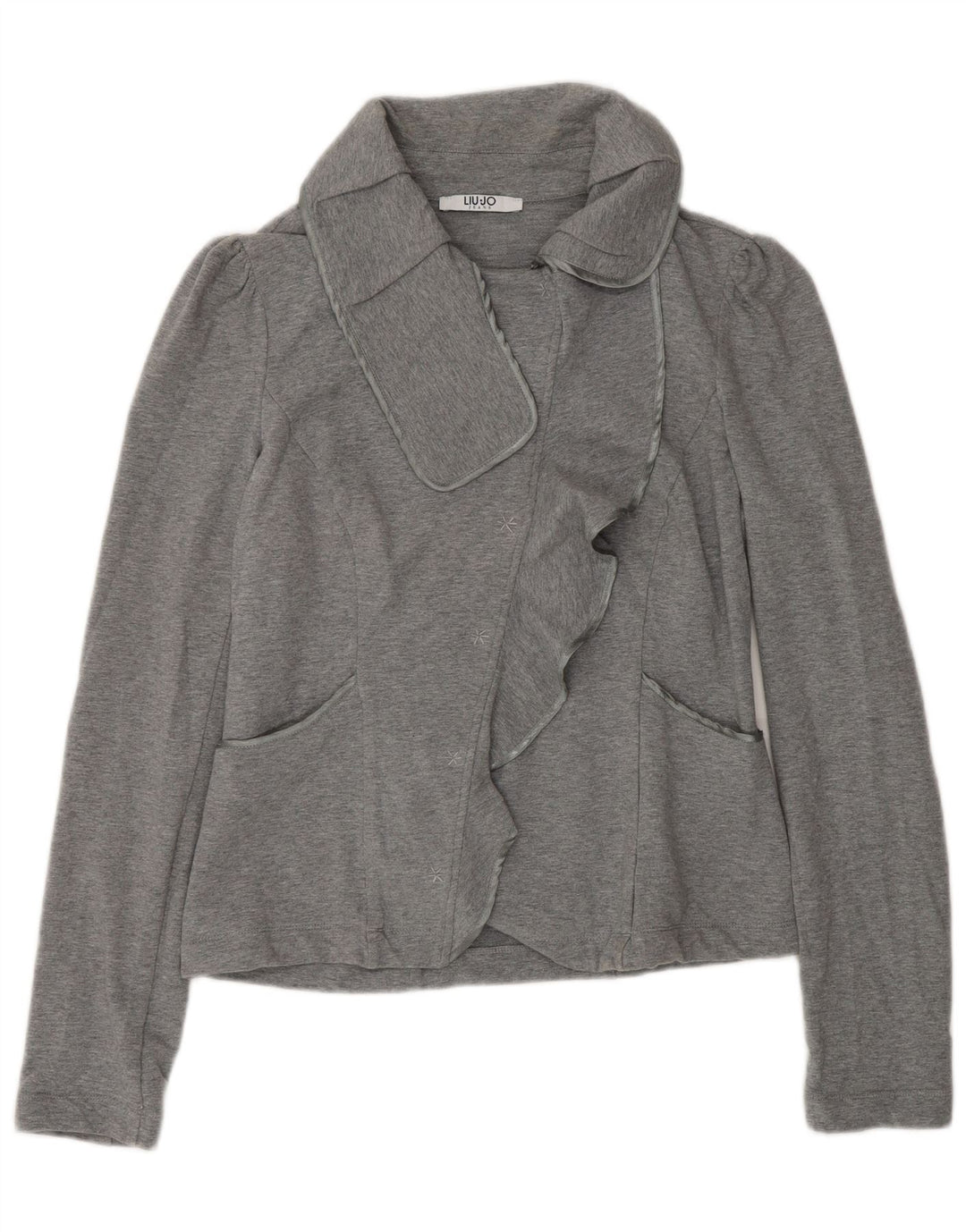 Liu Jo Damen Strickjacke Top UK 12 Mittelgraue Baumwolle
