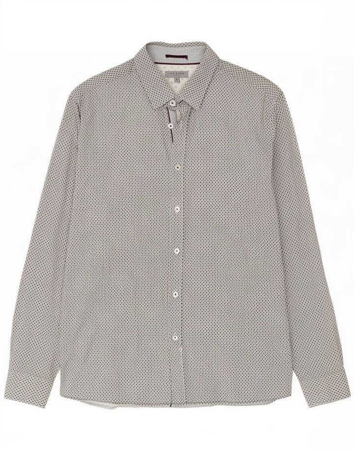 Ted Baker Mens Shirt Size 5 XL Black Geometric Cotton