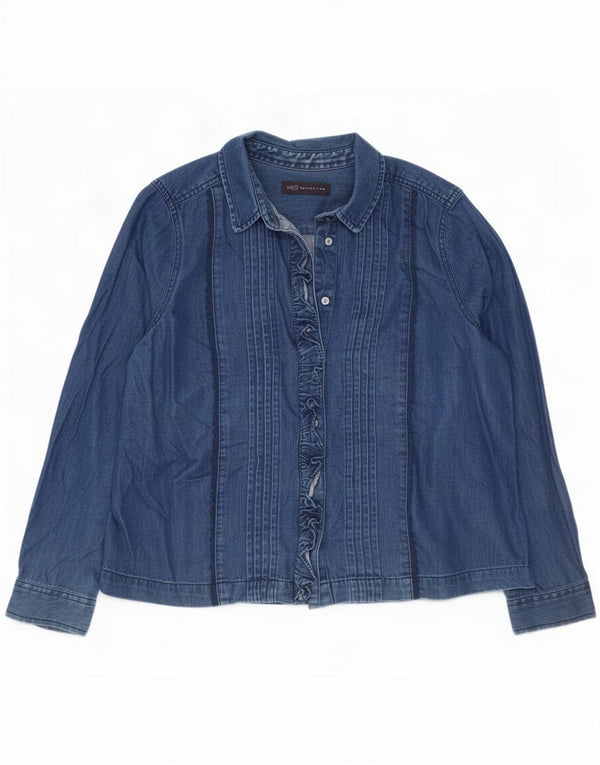 Marks & Spencer Chemise en denim petite pour femme UK 14 Large Bleu Coton