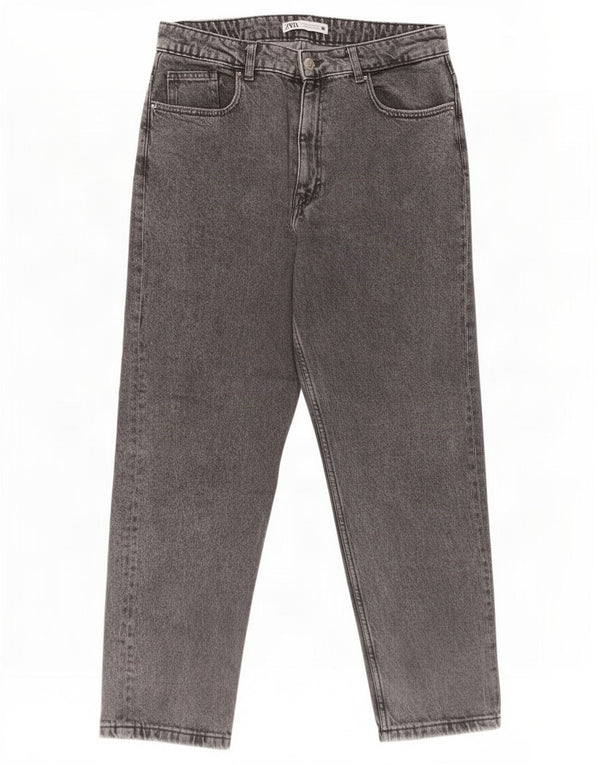 Jeans corti a vita alta da donna Zara EU 44 XL W34 L26 Grigio
