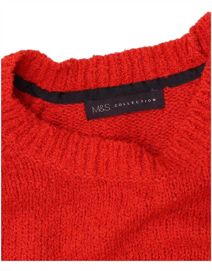 Marks & Spencer Womens Boat Neck Jumper Sweater UK 14 Large Red