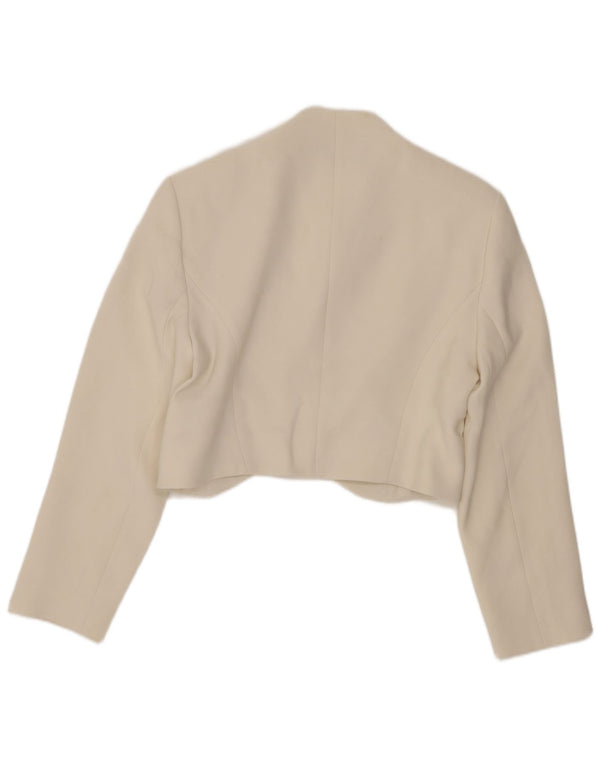 Karen Millen Chaqueta Bolero Abierta para Mujer UK 10 Small Acetato Blanco