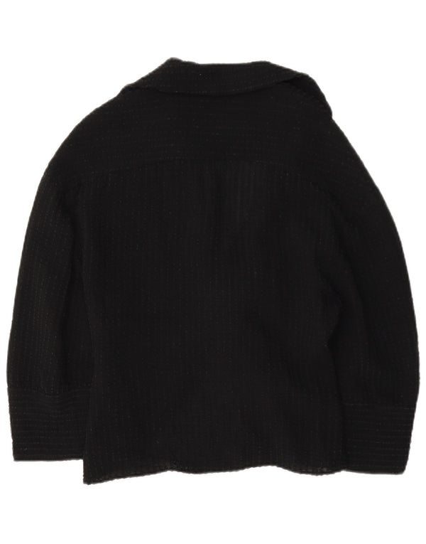Zara Donna Camicetta con Maniche a 3/4 e Cravatta sul Davanti UK 12 Viscosa Nera Media