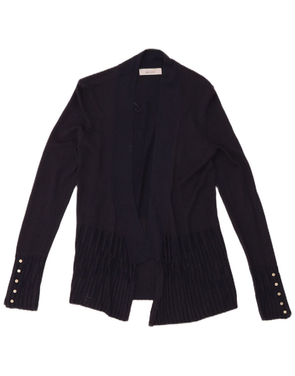 Suéter cardigã aberto feminino Marks & Spencer UK 8 pequeno azul marinho viscose