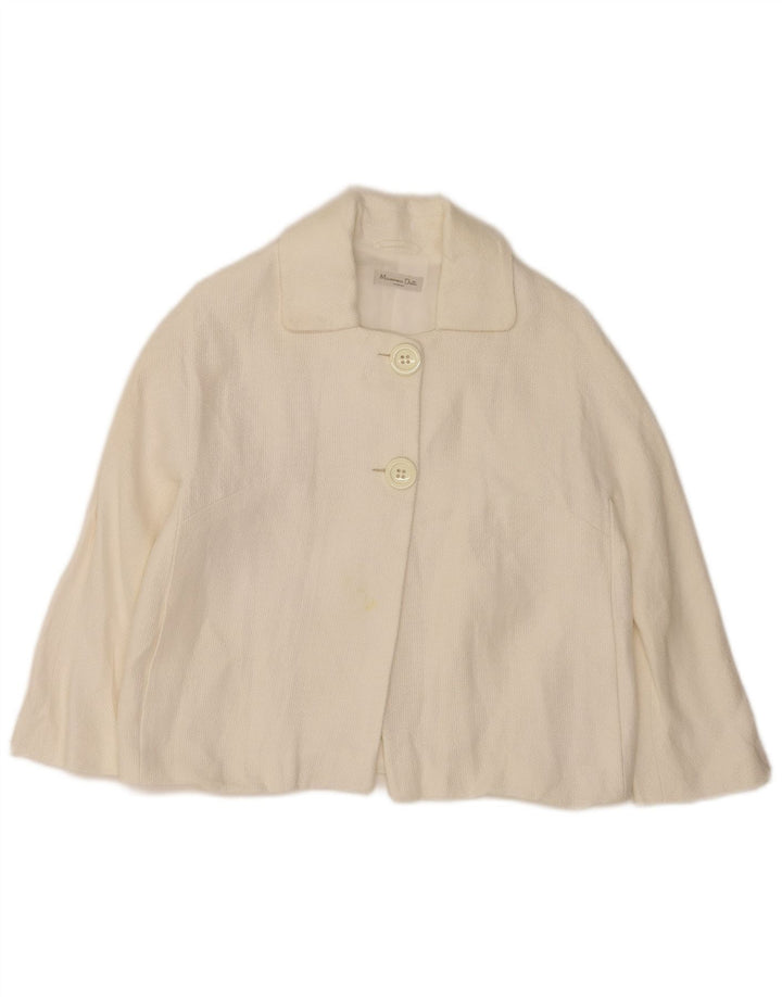 Massimo Dutti Womens Crop 2 Button Blazer Jacket EU 38 Medium White