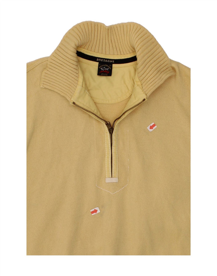 PAUL & SHARK Mens Zip Neck Jumper Sweater 3XL Yellow Wool