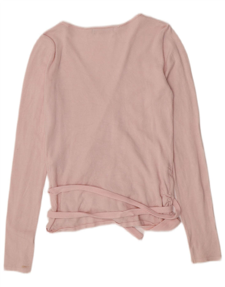 Zara Womens Long Sleeve Wrap Blouse Top UK 12 Medium Pink Viscose