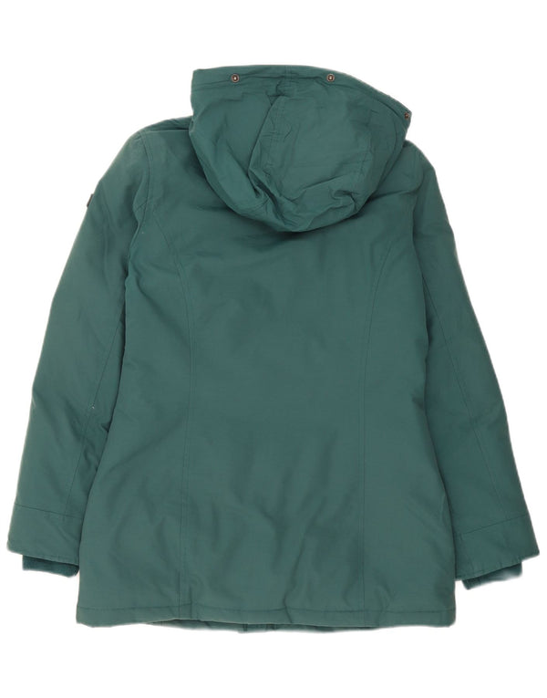 Rifle Womens Hooded Loose Fit Padded Jacket UK 6 XS Green Cotton