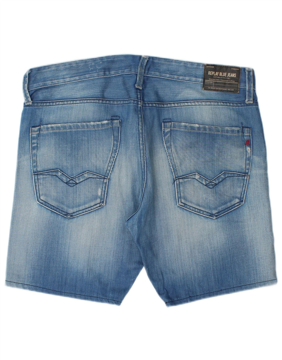 Replay Mens Waitom Denim Shorts W33 Large Blue Cotton