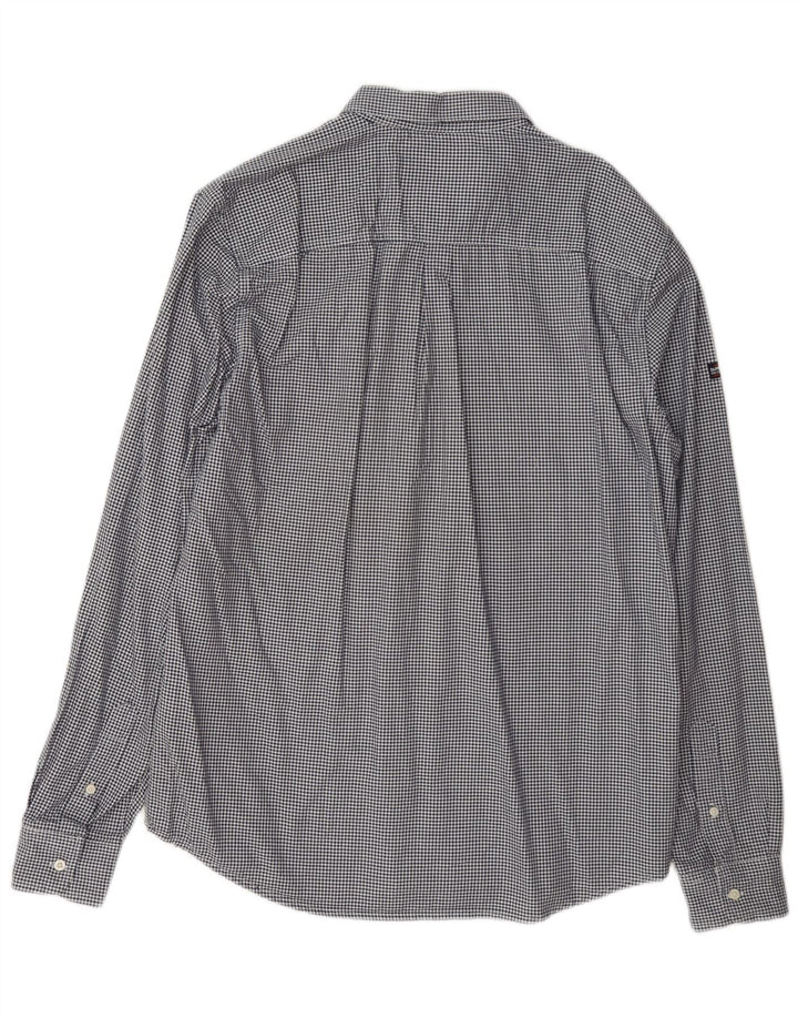 Camicia da uomo Regular Fit Superdry XL in cotone a quadretti blu navy
