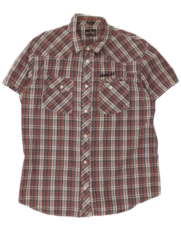 Wrangler Chemise à manches courtes pour homme Coupe régulière XL Rouge à carreaux en coton
