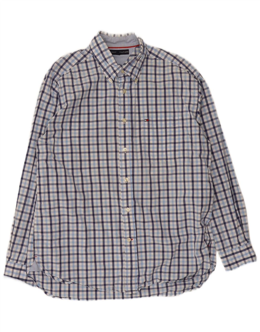 Tommy Hilfiger Mens Regular Fit Shirt Large Blue Gingham
