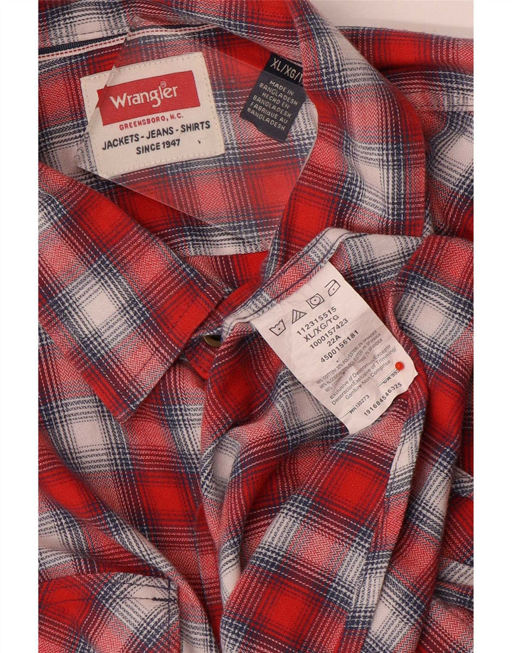 Wrangler Mens Western Flannel Shirt XL Red Check Cotton