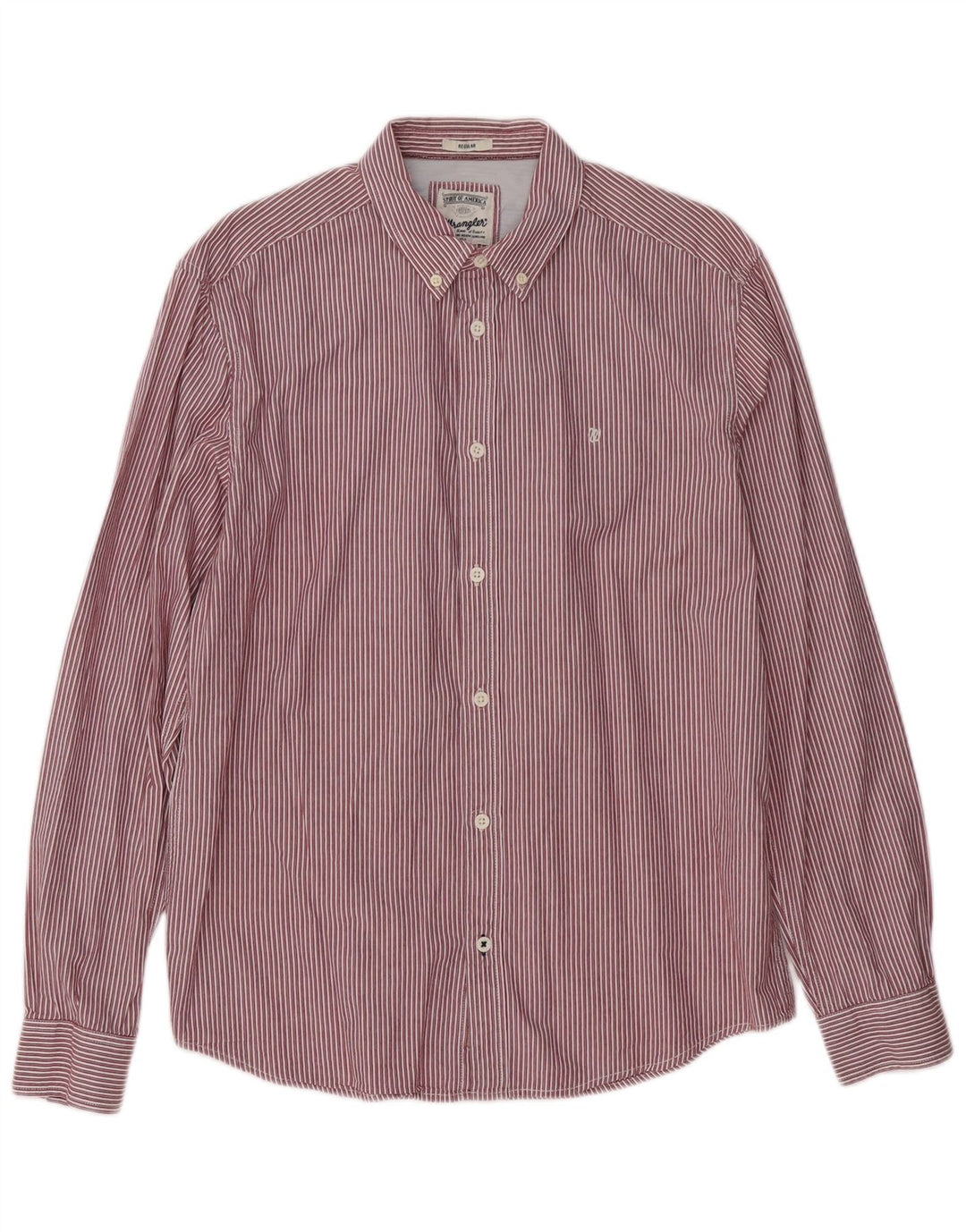 WRANGLER Herren-Hemd, groß, rot gestreift, Baumwolle