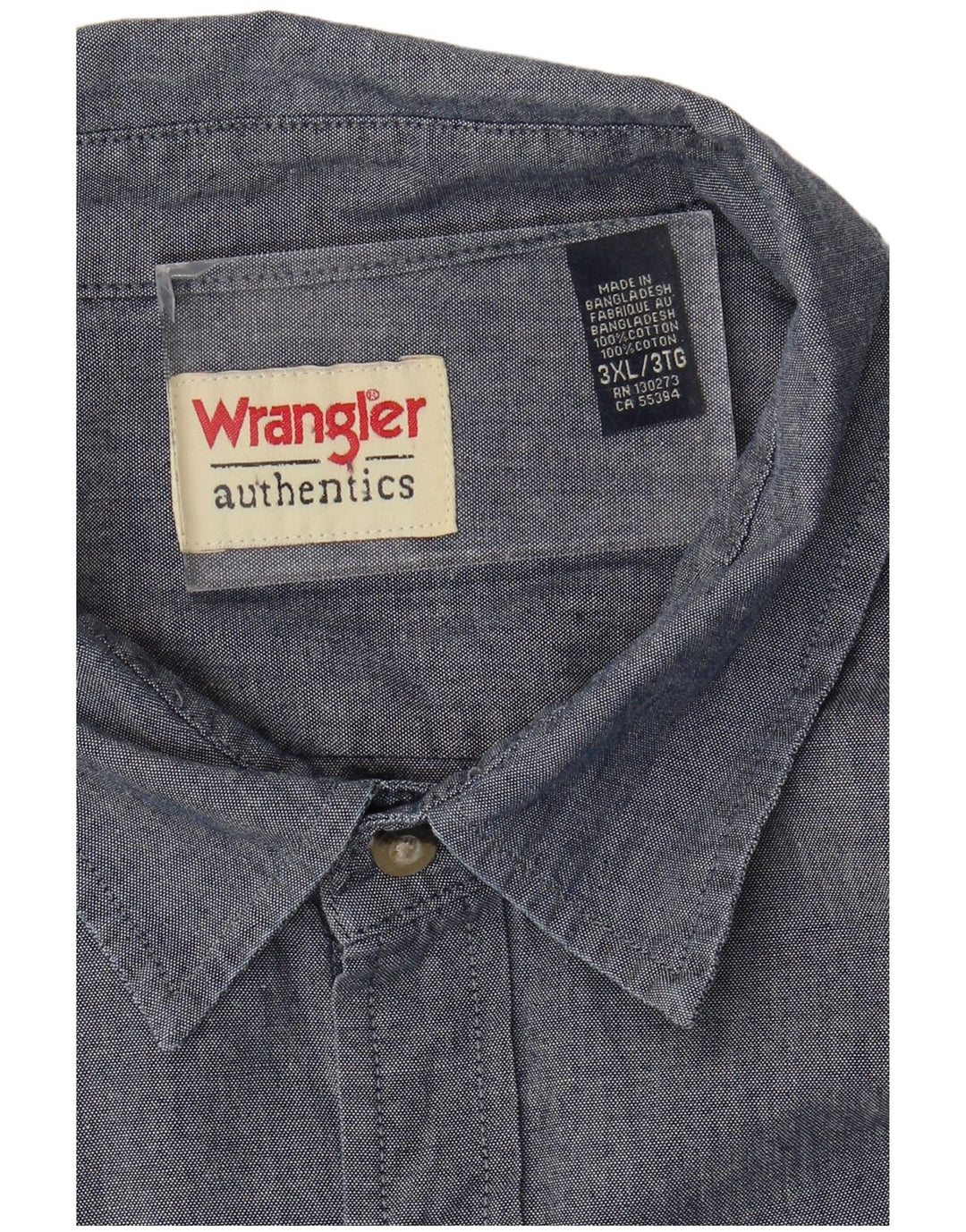 WRANGLER Herrenhemd 3XL Marineblau aus Baumwolle