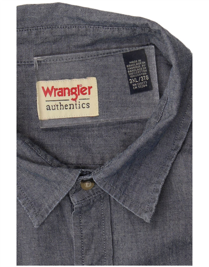 WRANGLER Herrenhemd 3XL Marineblau aus Baumwolle