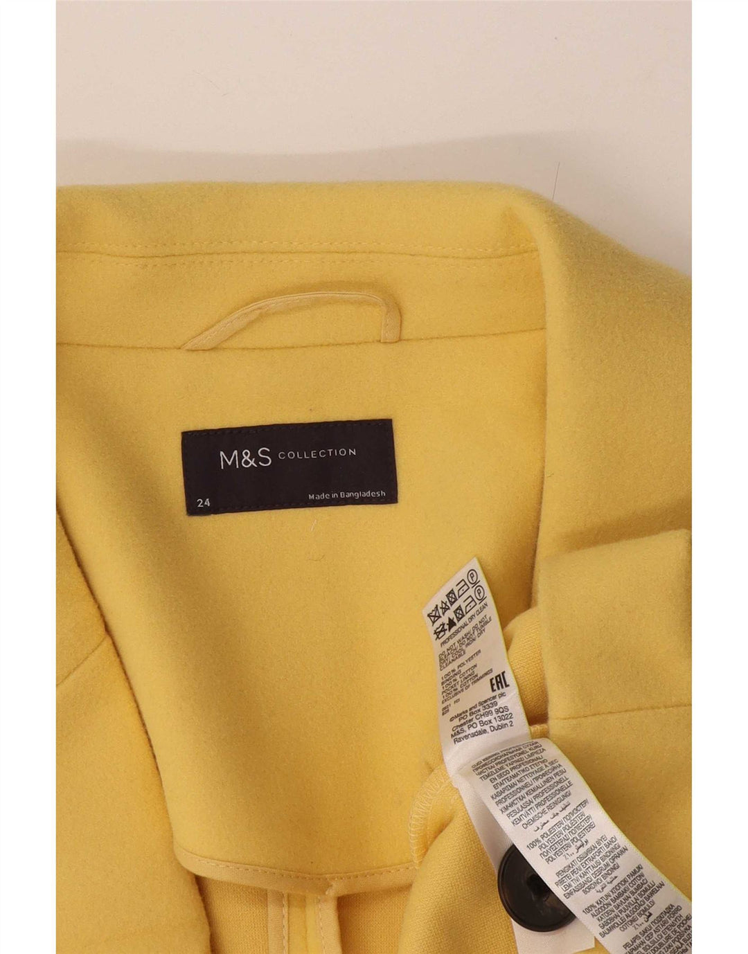 Marks & Spencer Womens Overcoat UK 24 4XL Yellow Cotton