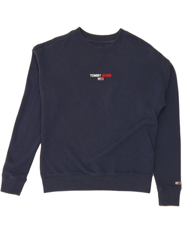 TOMMY HILFIGER Mens Sweatshirt Jumper Small Navy Blue Cotton Vintage Tommy Hilfiger and Second-Hand Tommy Hilfiger from Messina Hembry 