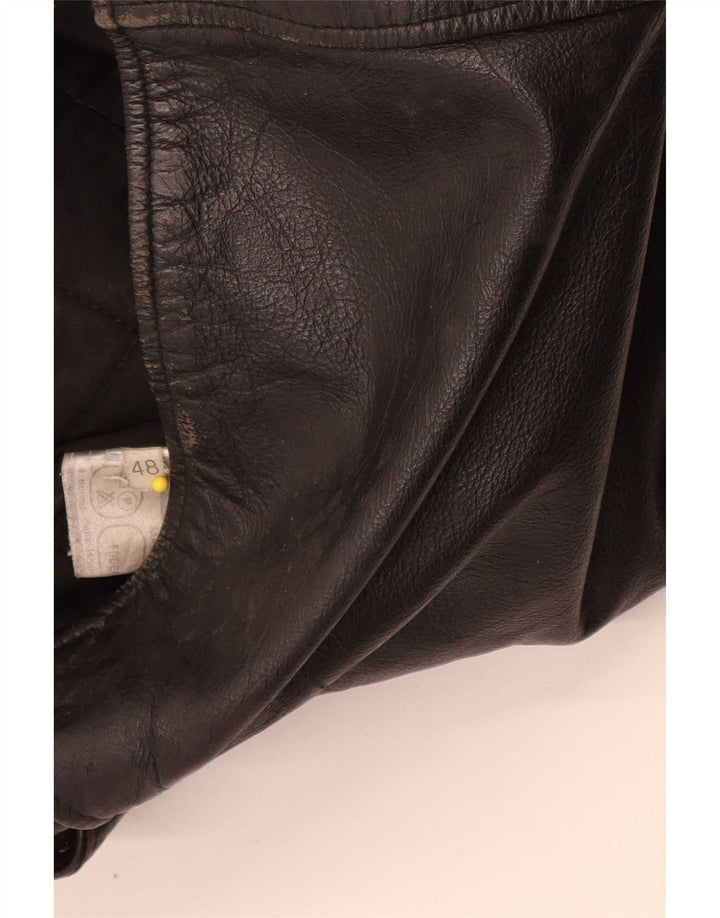 Chaqueta de cuero vintage para hombre IT 48 Medio Negro