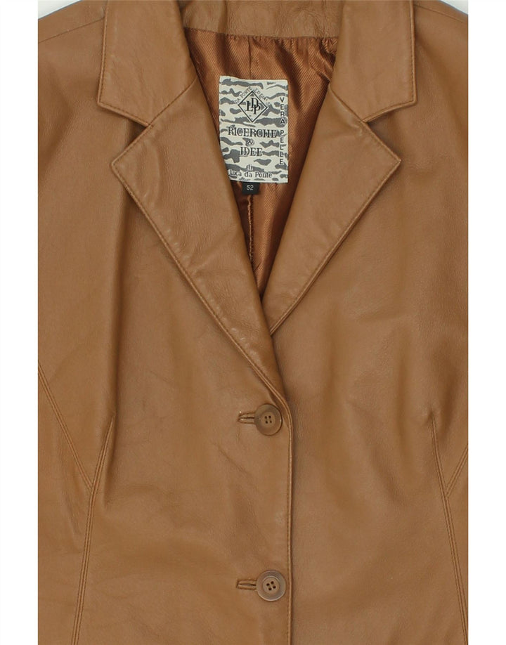 VINTAGE Womens Leather Jacket IT 52 2XL Brown Leather Vintage Vintage and Second-Hand Vintage from Messina Hembry 