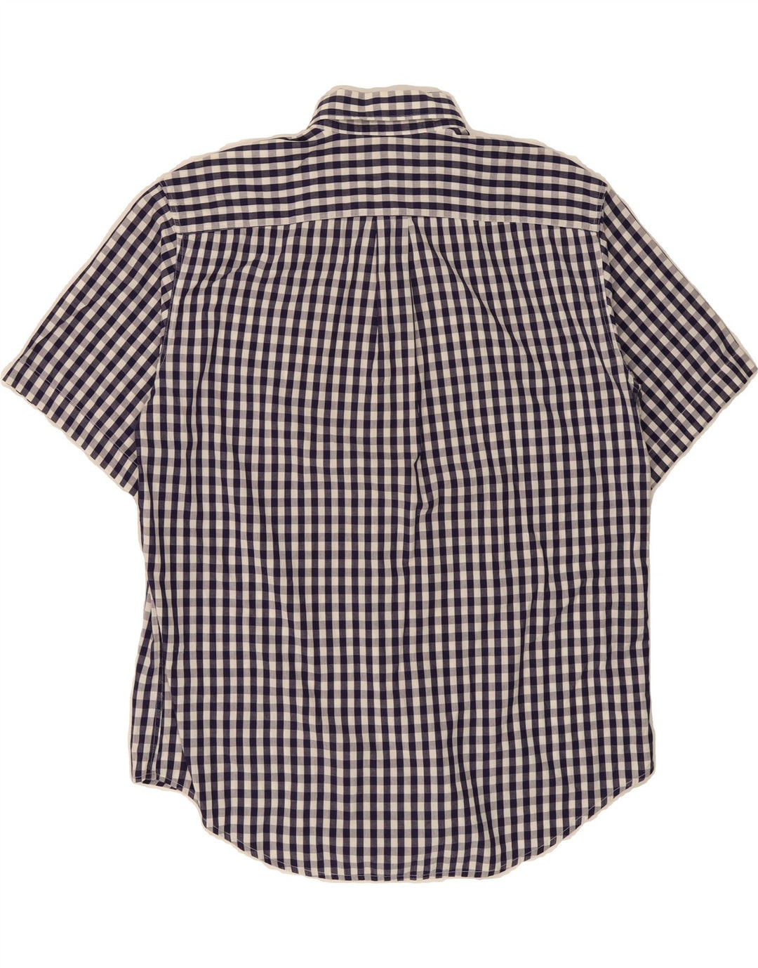 BENETTON Mens Short Sleeve Shirt Large Navy Blue Gingham Vintage Benetton and Second-Hand Benetton from Messina Hembry 