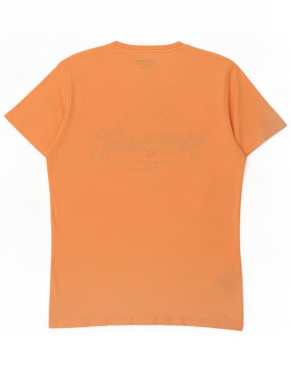 Jack & Jones Mens Graphic T-Shirt Top Small Orange Cotton