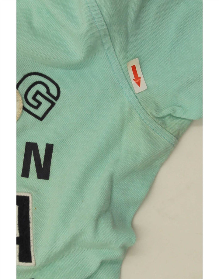 Gaastra Mens Graphic Polo Shirt Medium Blue Colourblock Cotton