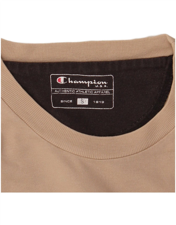 Champion Mens Graphic T-Shirt Top Small Beige