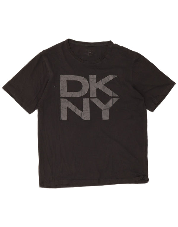 Dkny Hombre Camiseta Gráfica Top Medio Algodón Negro