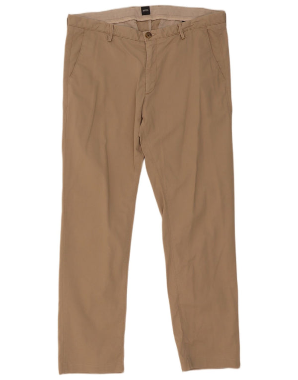 Hugo Boss Pantalón chino recto para hombre IT 50 Large W34 L29 Algodón beige