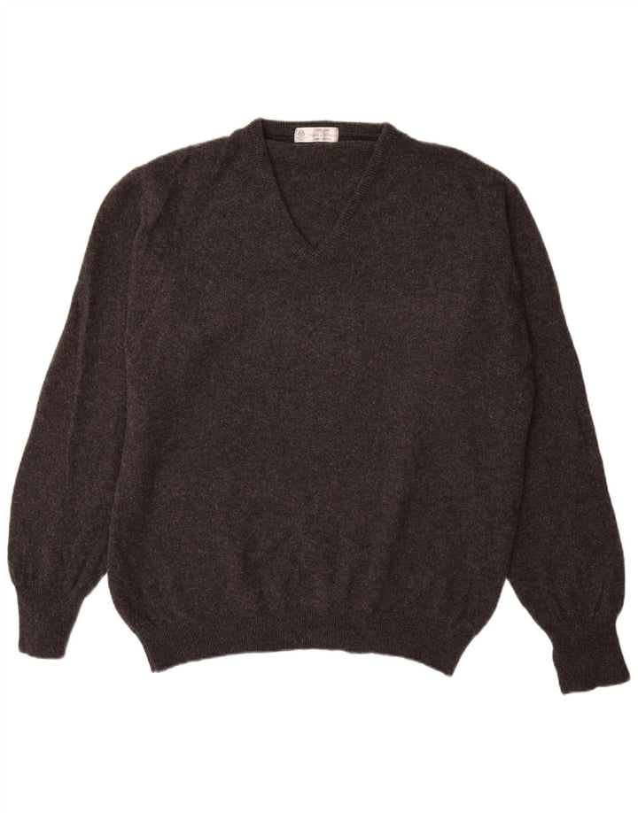 Marks & Spencer Mens V-Neck Jumper Sweater Large Grey Flecked Lambswool