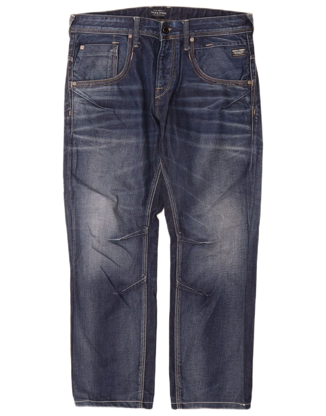 Jack & Jones Mens Straight Jeans W32 L30 Blue Cotton