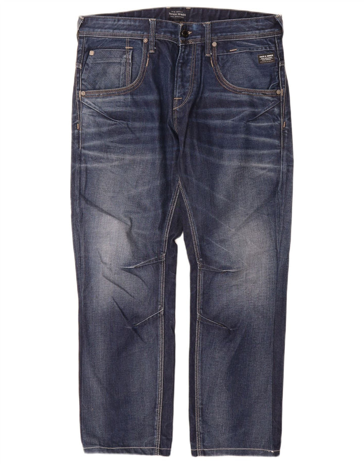 Jack & Jones Mens Straight Jeans W32 L30 Blue Cotton