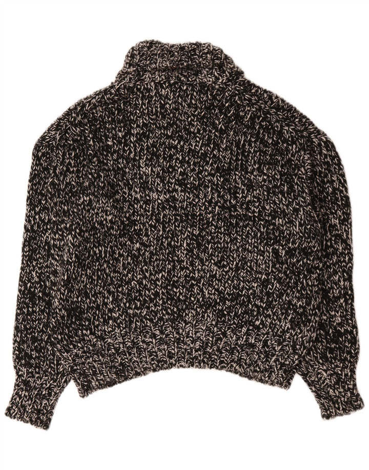 Zara Womens Oversized Roll Neck Jumper Sweater UK 10 Small Black Flecked