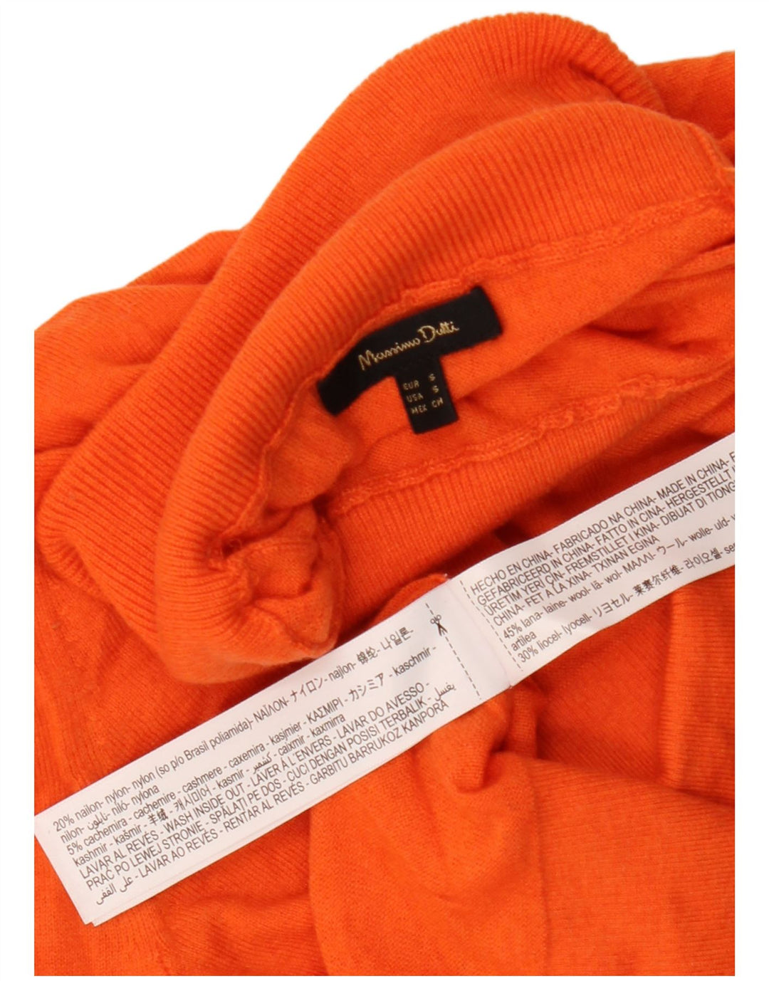 Massimo Dutti Womens Roll Neck Jumper Sweater UK 10 Small Orange Wool