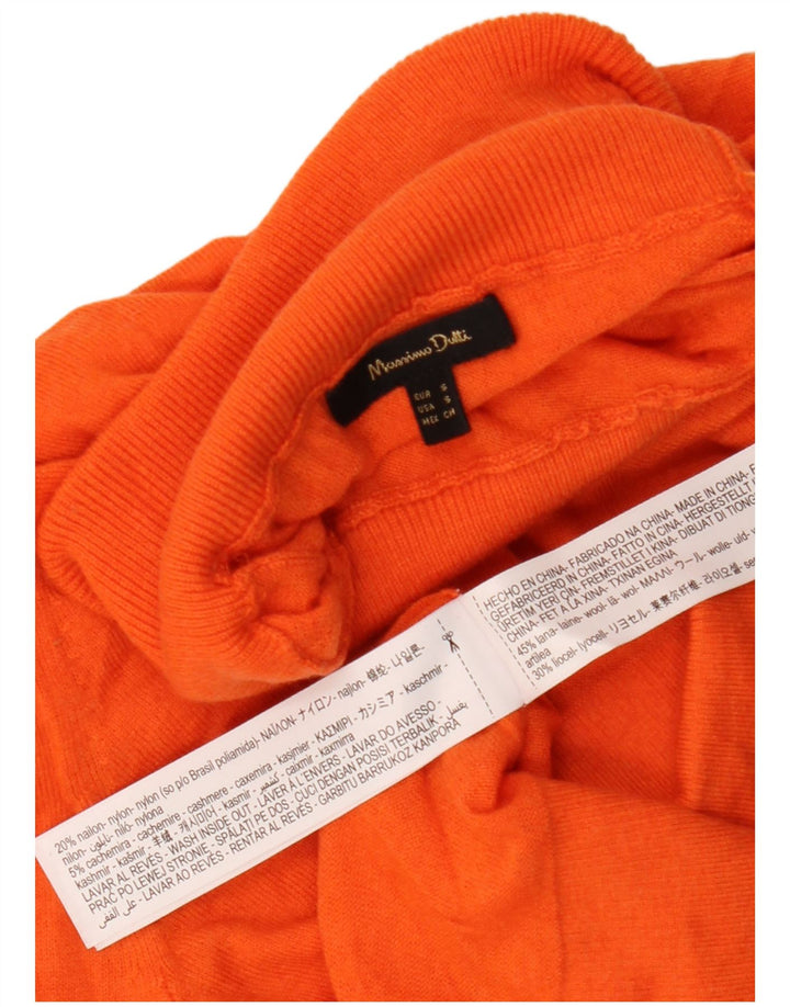 Massimo Dutti Womens Roll Neck Jumper Sweater UK 10 Small Orange Wool
