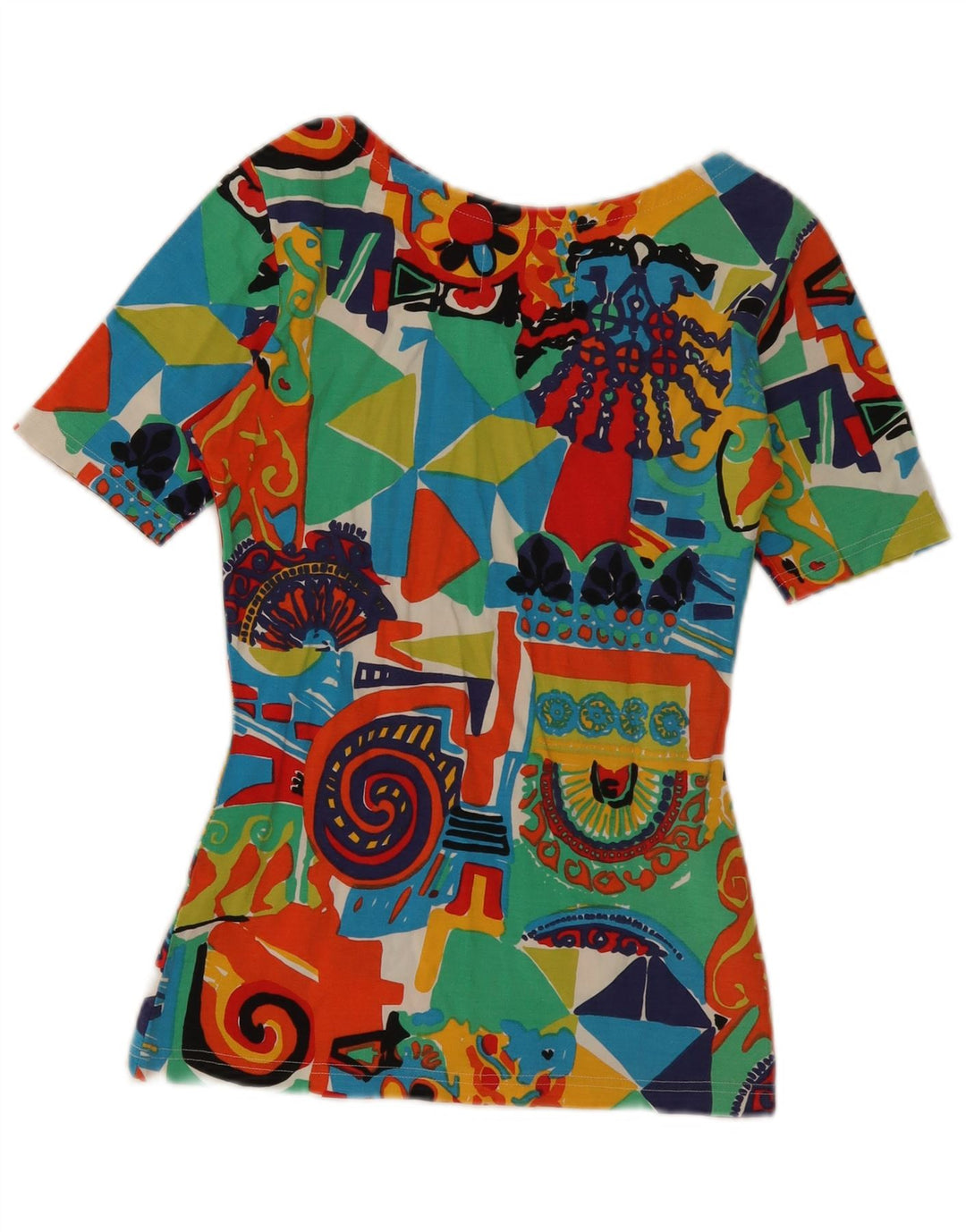 Vintage Dame Grafisk T-Shirt Top IT 42 Medium Flerfarvet Geometrisk
