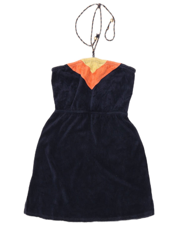 Juicy Couture Robe dos nu en velours pour femme UK 16 Large Bleu marine Colourblock