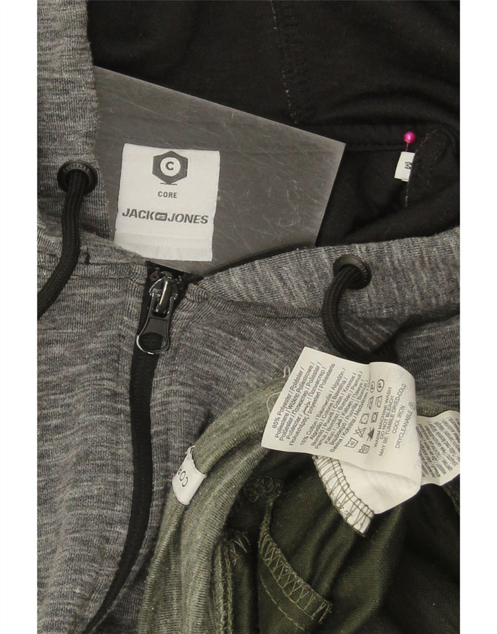 JACK & JONES Suéter masculino com capuz e zíper verde médio algodão colorblock
