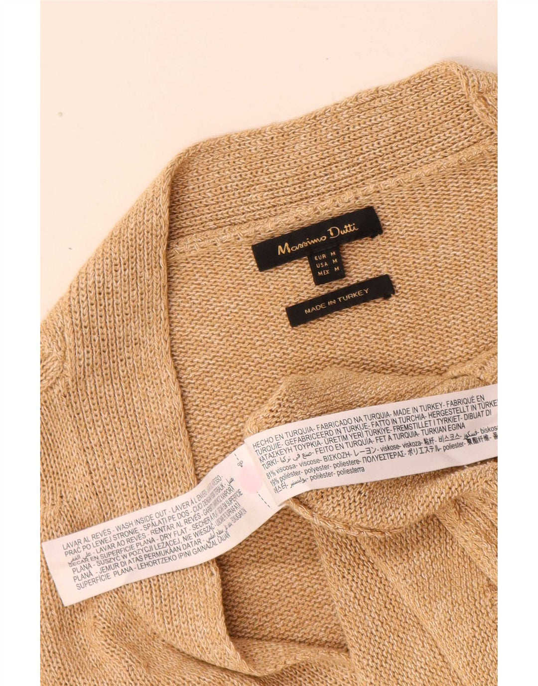 Suéter cardigã feminino Massimo Dutti Reino Unido 14 viscose bege médio