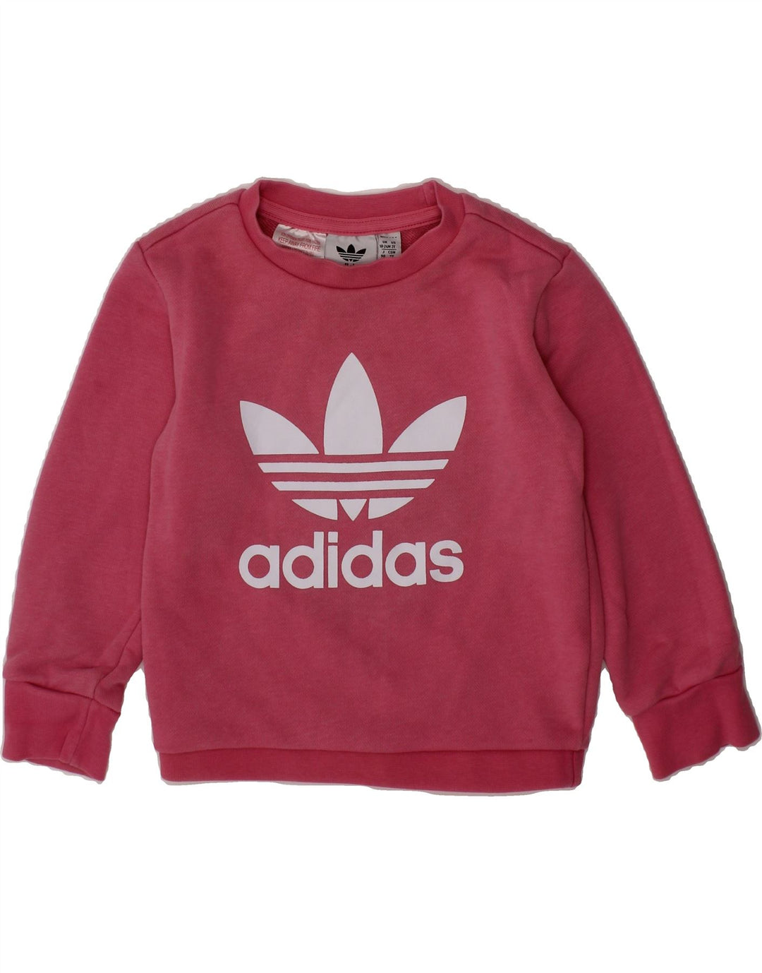 ADIDAS Baby Girls Graphic Sweatshirt Jumper 18-24 Months Pink Cotton Vintage Adidas and Second-Hand Adidas from Messina Hembry 