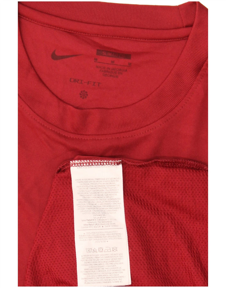 Nike Mens Dri Fit Slim Fit Graphic T-Shirt Top Medium Maroon Polyester