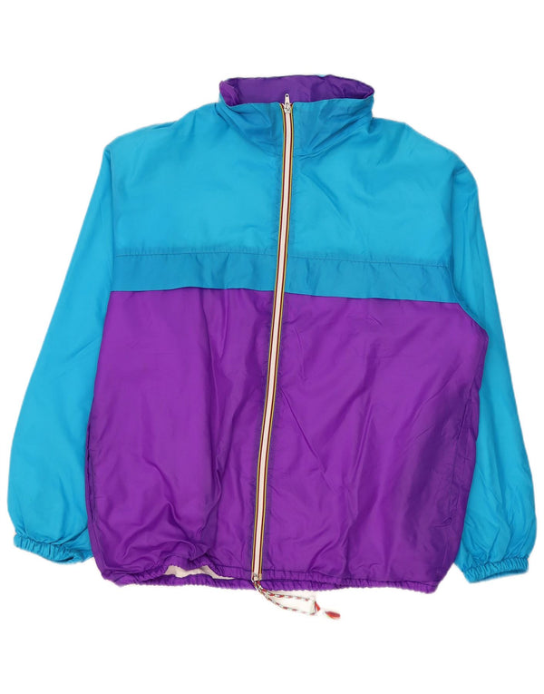 Vintage Herren-Trainingsanzug mit Kapuze, Top-Jacke, Mittelblau, Farbblock-Sport