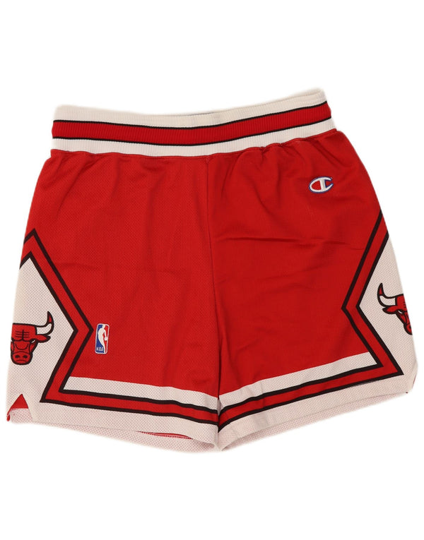 Champion Mens Chicago Bulls Graphic Sport Shorts Small Red Colourblock