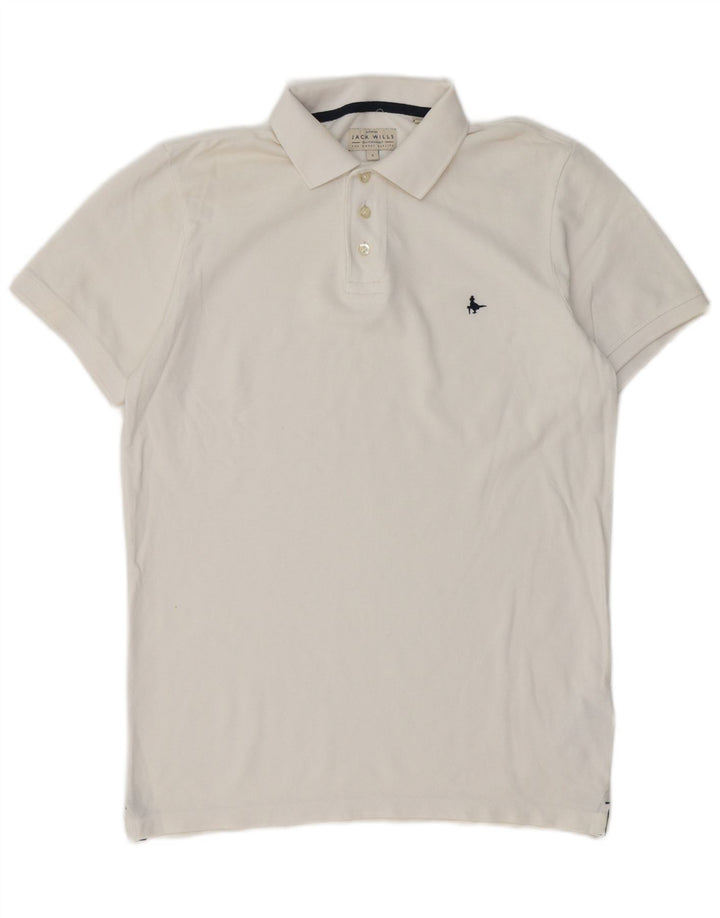 Jack Wills Herren-Poloshirt, Größe S, weiße Baumwolle