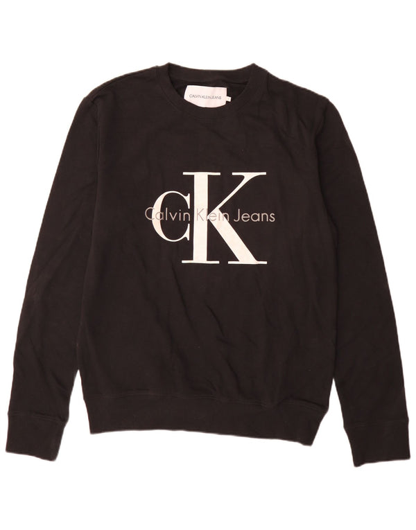 Calvin Klein Jeans Herre Grafisk Sweatshirt Jumper Medium Sort Bomuld