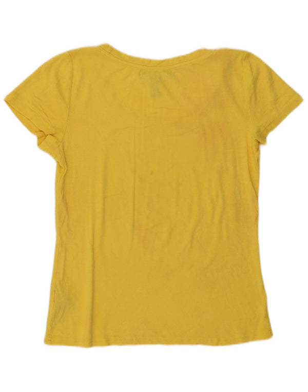 Ralph Lauren Dame T-Shirt Top UK 12 Medium Gul Bomuld