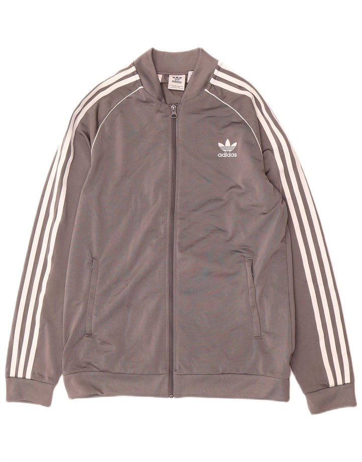 Giacca Top della tuta da ragazzo Adidas 15-16 anni in poliestere grigio